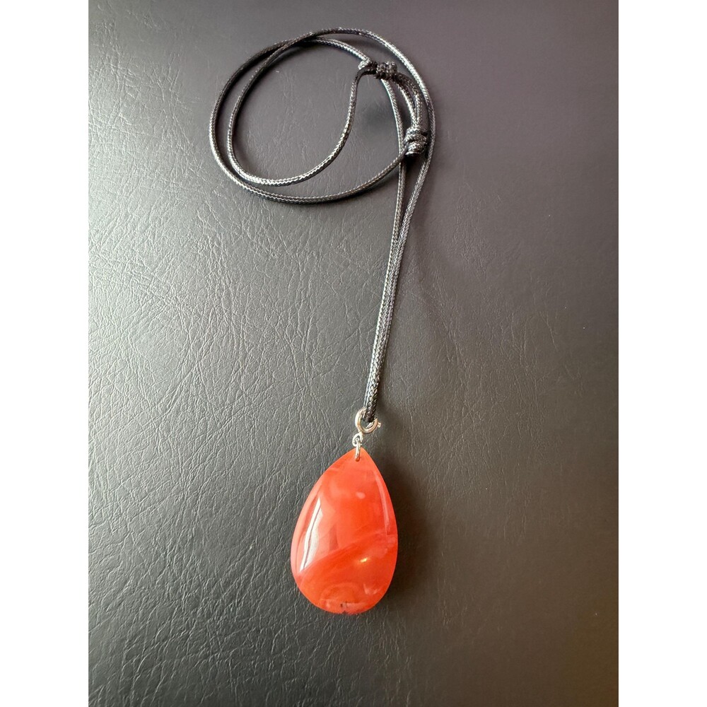 Red Agate Nanhong Water Drop Pendant Necklace –Teardrop Necklace adjustable Cord